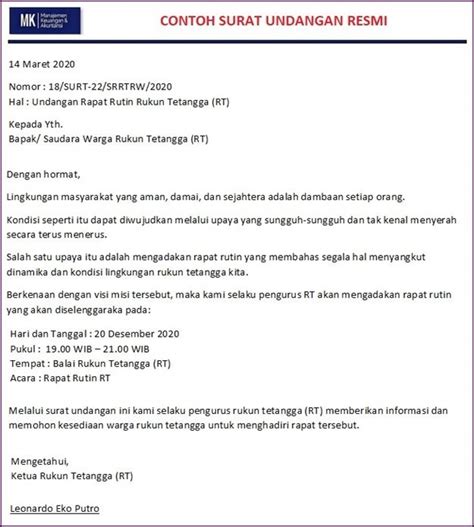 Contoh Surat Undangan Rapat Resmi, Ulang Tahun Pernikahan