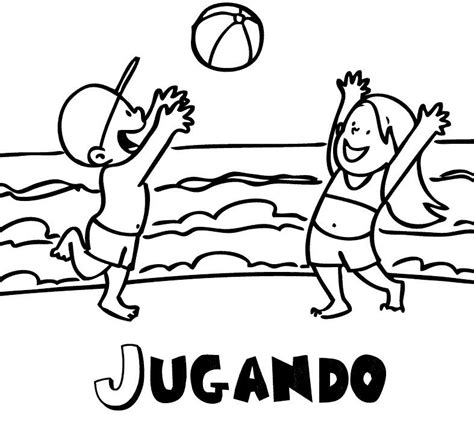10 Dibujos De Niños Jugando En La Playa Para Colorear