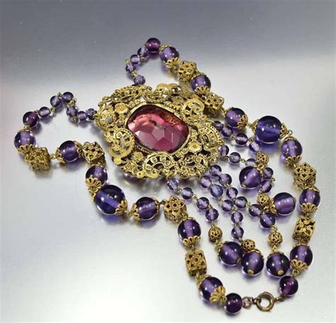 Antique 1920s Amethyst Czech Glass Art Deco Necklace Boylerpf