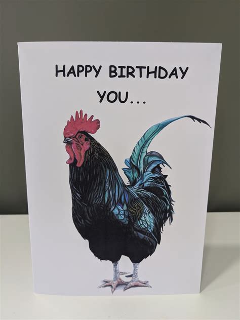 Funny Cockerel Birthday Card Rude Birthday Card Birthday Etsy