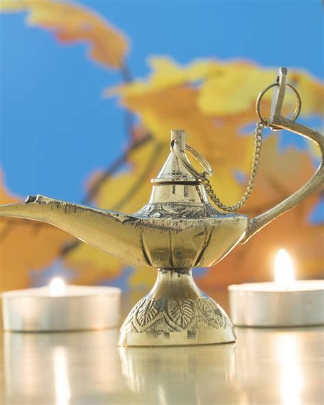 Magic Genie Lamp Used For Creating Wishes And Manifestations Stock