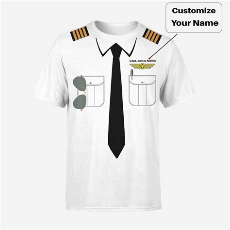Customizable Pilot Uniform Badge 2 Designed 3d T Shirts Pilot