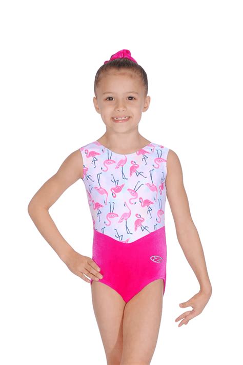 The Zone Florie Pink Sleeveless Gymnastics Leotard With Flamingo Print