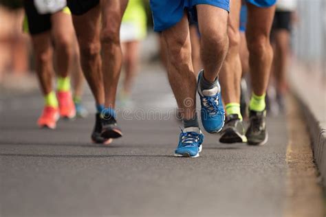 Marathon Runners Running On City Road Stock Image Image Of Sport