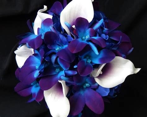 galaxy orchid bridal bouquet calla lily turquoise purple etsy purple bouquets purple