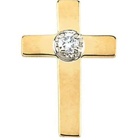 14k White Yellow Gold Cross Lapel Pin With Diamond Read More