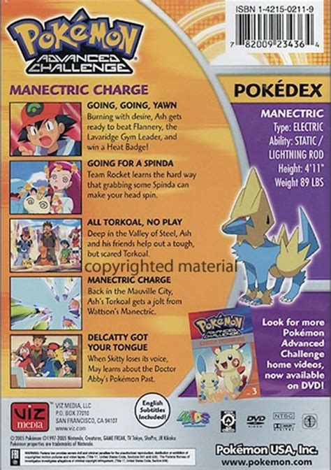 Pokemon Advanced Challenge Manectric Charge Volume 4 Dvd Dvd Empire