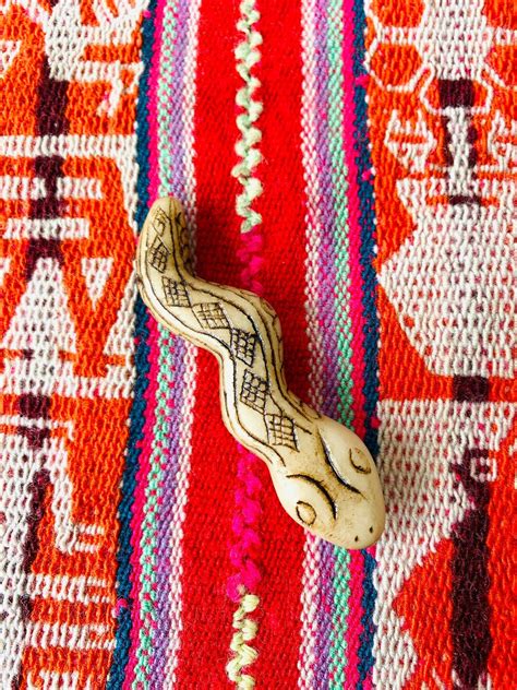 Peruvian Hand Carved Amaru Sachamama Serpent In Alabaster Stone Free