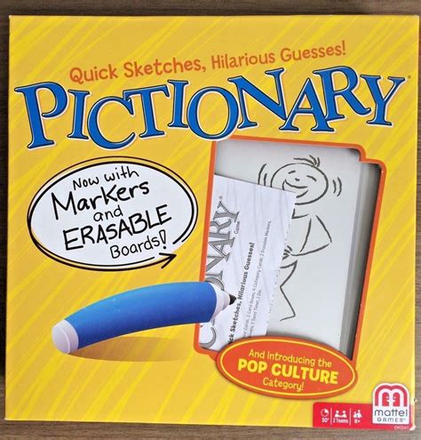 Pictionary Game Mattel Kids Fun Toys For Play With Markers And Erasable
