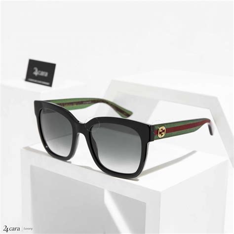 gucci square acetate sunglasses with web