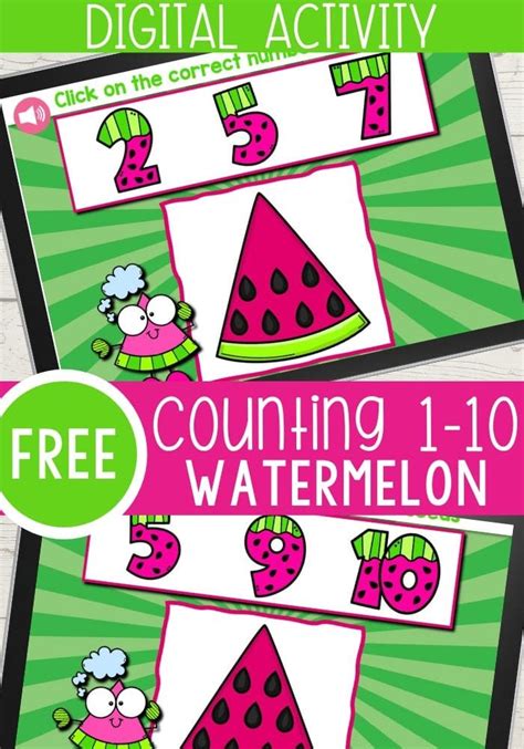 Watermelon Seeds Digital Preschool Counting Activity I Teach Too
