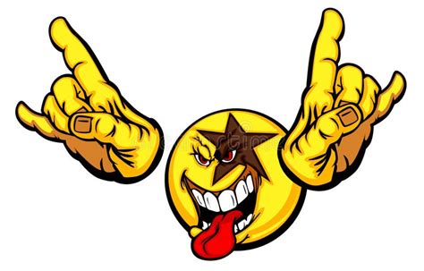 Rock Star Smiley Face Emoticon Stock Vector Illustration Of Hand