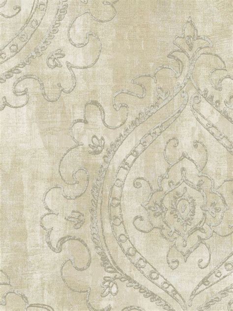 Taupe Tg50408 Medallion On Faux Stone Wallpaper By