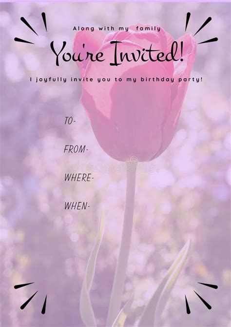 You Re Invited Message In Black With Flower Invite With Details Space
