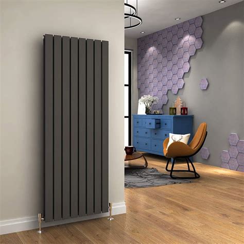 Vertical Designer Radiator Anthracite Double Flat Panel Column Tall