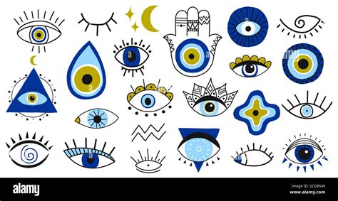 Evil Eye Symbols Hand Drawn Eyes Talismans Fatima Hand Hamsa And
