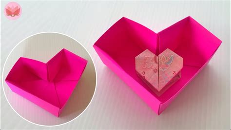 พับกล่องกระดาษรูปหัวใจ Diy Origami Heart Box Youtube
