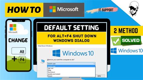 How To Change Default Setting For Alt F4 Shut Down Windows Dialog Youtube