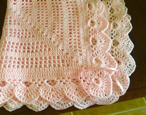 Crochet Delicate Pink Baby Girl Blanket Wbows Baby Afghan Crochet