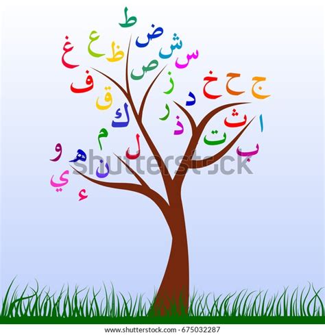 Arabic Alphabet Tree Colored Kids Illustration 스톡 일러스트 675032287