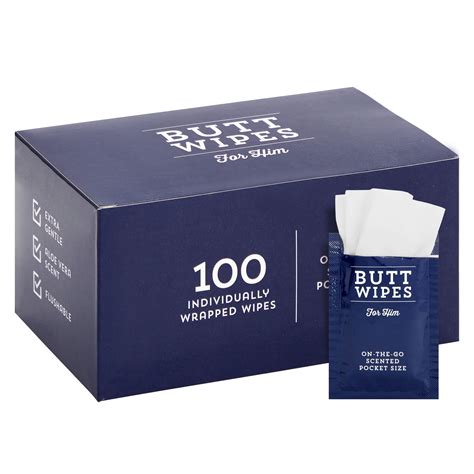 100 Pack Wet Travel Butt Wipes For Men On The Go Flushable Wipes Individually Wrapped For