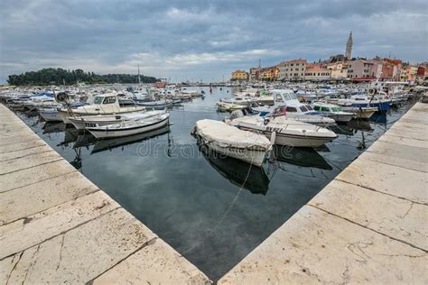 Beautiful View On Yachts Fishing Boats Adriatic Sea And Rovinj