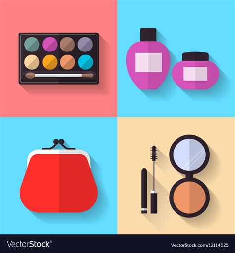 Cosmetic And Makeup Flat Icons Set Royalty Free Vector Image