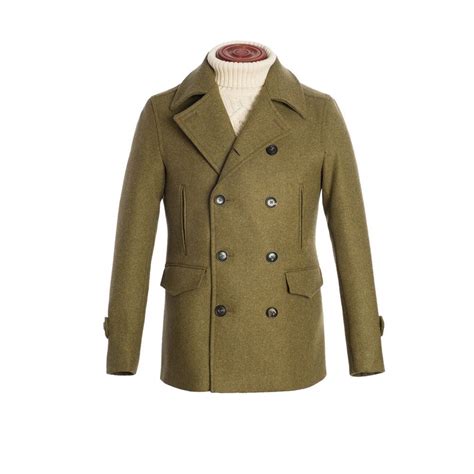 The Leith Pea Coat Army Green Kinloch Anderson