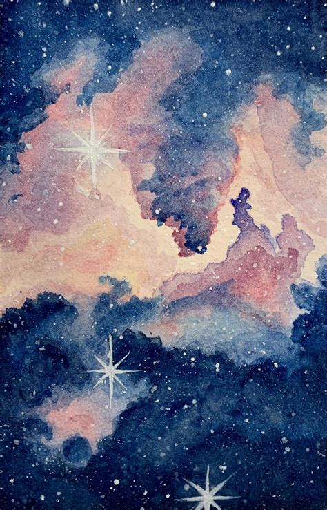 Watercolour Nebula Painting Rastronomy