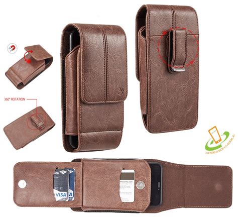 Universal 63 Phone Holster Premium Vertical Leather Belt Clip Pouch