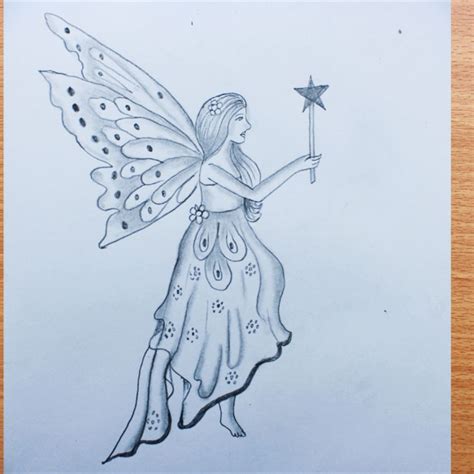 A Fairy Drawing Pencil Sketch How To Draw A Fairy Girl Step By