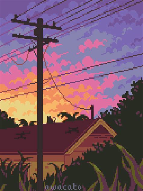 Sunset, Me, Pixel Art, 2020. : Art