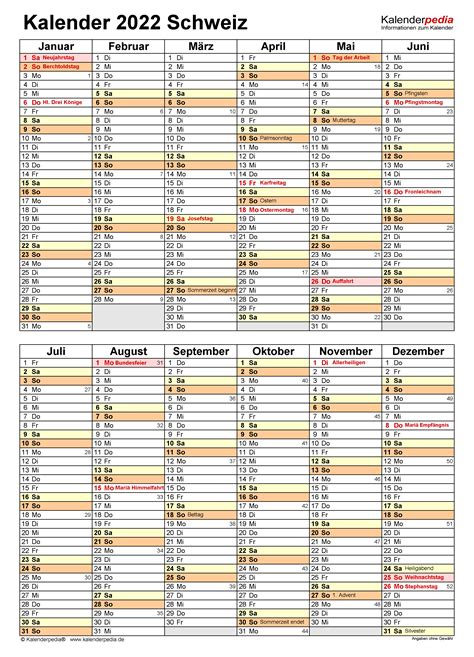 Jahreskalender 2022 Schweiz Excel Pdf Muster Vorlage Ch Vrogue