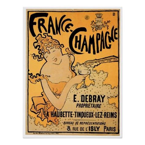 France Champagne Vintage Wine Drink Ad Art Poster Zazzle Wine
