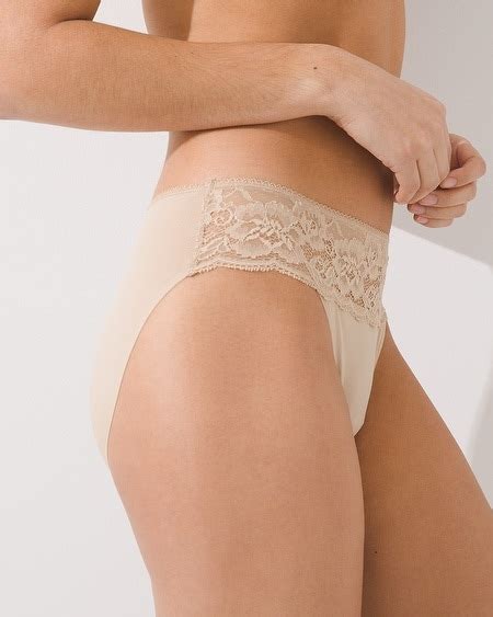 Soma Vanishing Edge Microfiber With Lace Hipster In Light Nude ModeSens