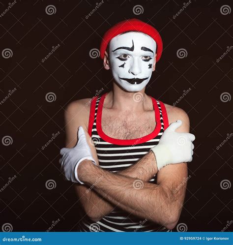 Portrait Of A Tired Thoughtful Mime Stock Photo Image Of Resentment