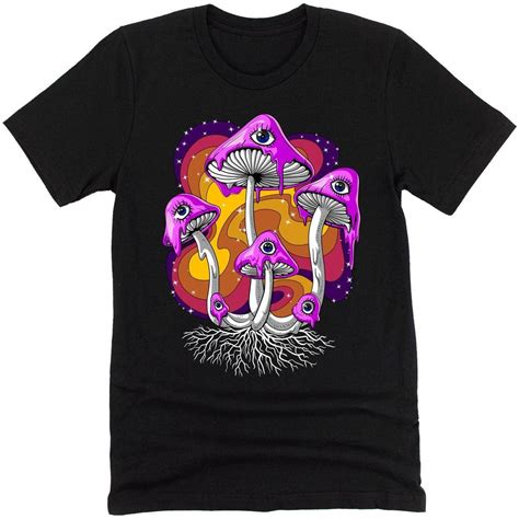 Trippy Magic Mushrooms Psychedelic Hippie T Shirt Psychonautica