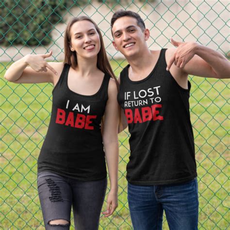 If Lost Return To Babe And I Am Babe Couple Tank Tops Couples Apparel