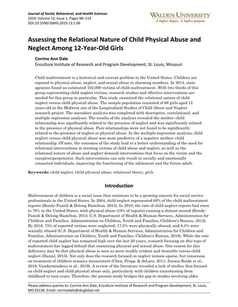 Pdf Assessing The Relational Nature Of Child Physical Abuse And