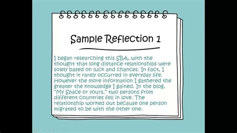 Sample Of Reflection 3 English Sba Holidaymoms