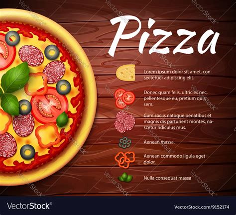 Pizza Recipe Background With Ingredients Vector Image