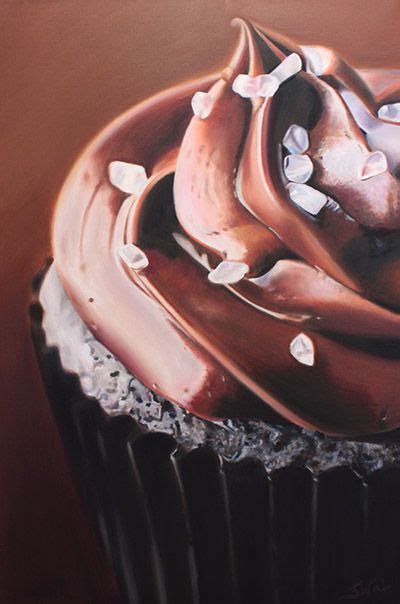 Salted Dark Chocolate Cupcake Sarah E Wain Food Painting Dessert