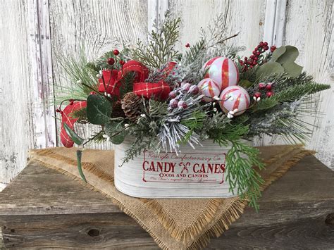 Candy Cane Christmas Arrangementfarmhouse Christmas Table Etsy