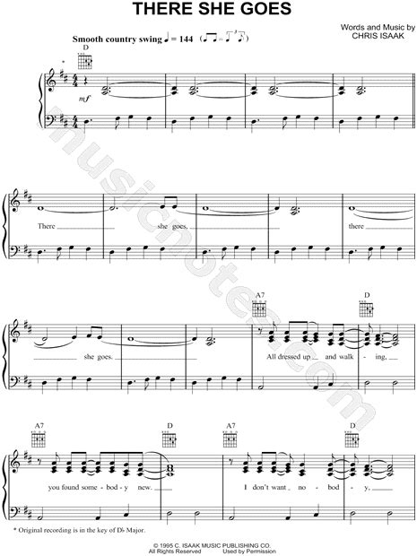 Chris Isaak There She Goes Sheet Music In D Major Download And Print Sku Mn0158267