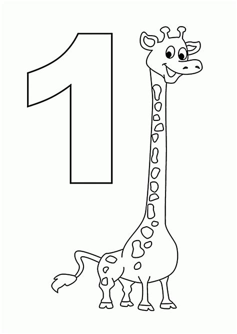 The Number One Is For A Giraffe Coloring Page