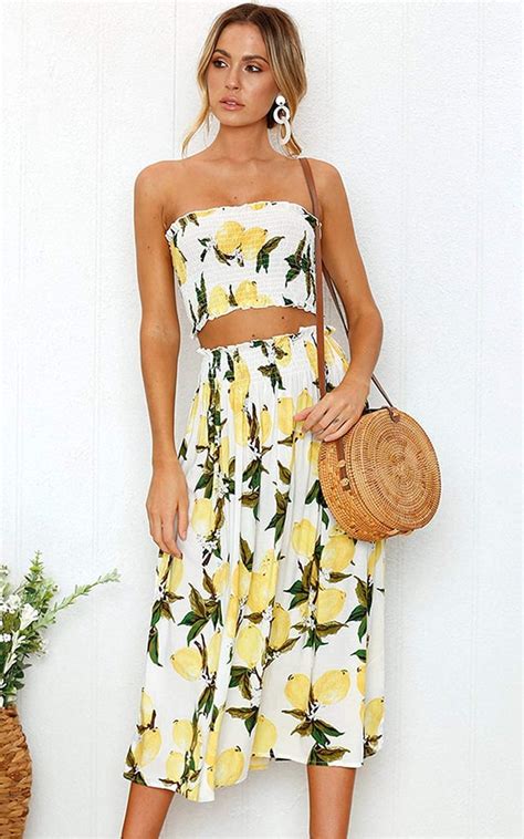 angashion floral crop top maxi skirt set best vacation clothes from amazon popsugar fashion