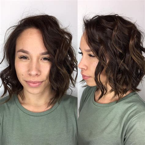 Tousled Layered Bob with Textured Waves and Chocolate Brunette Color ...