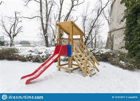 Children Playground Covered With Snow 2852 Editorial Photo