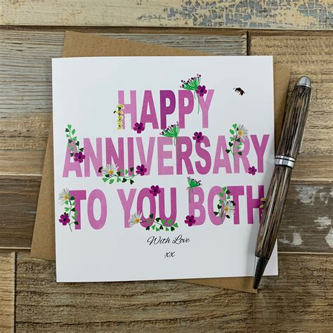 Anniversary Wishes Happy Anniversary To You Both Card With Etsy Uk