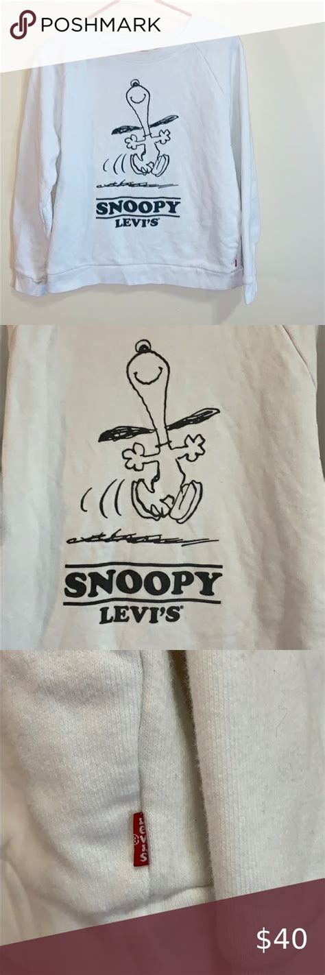 Levis Snoopyto Live Is To Dance White Sweatshirt White Sweatshirt